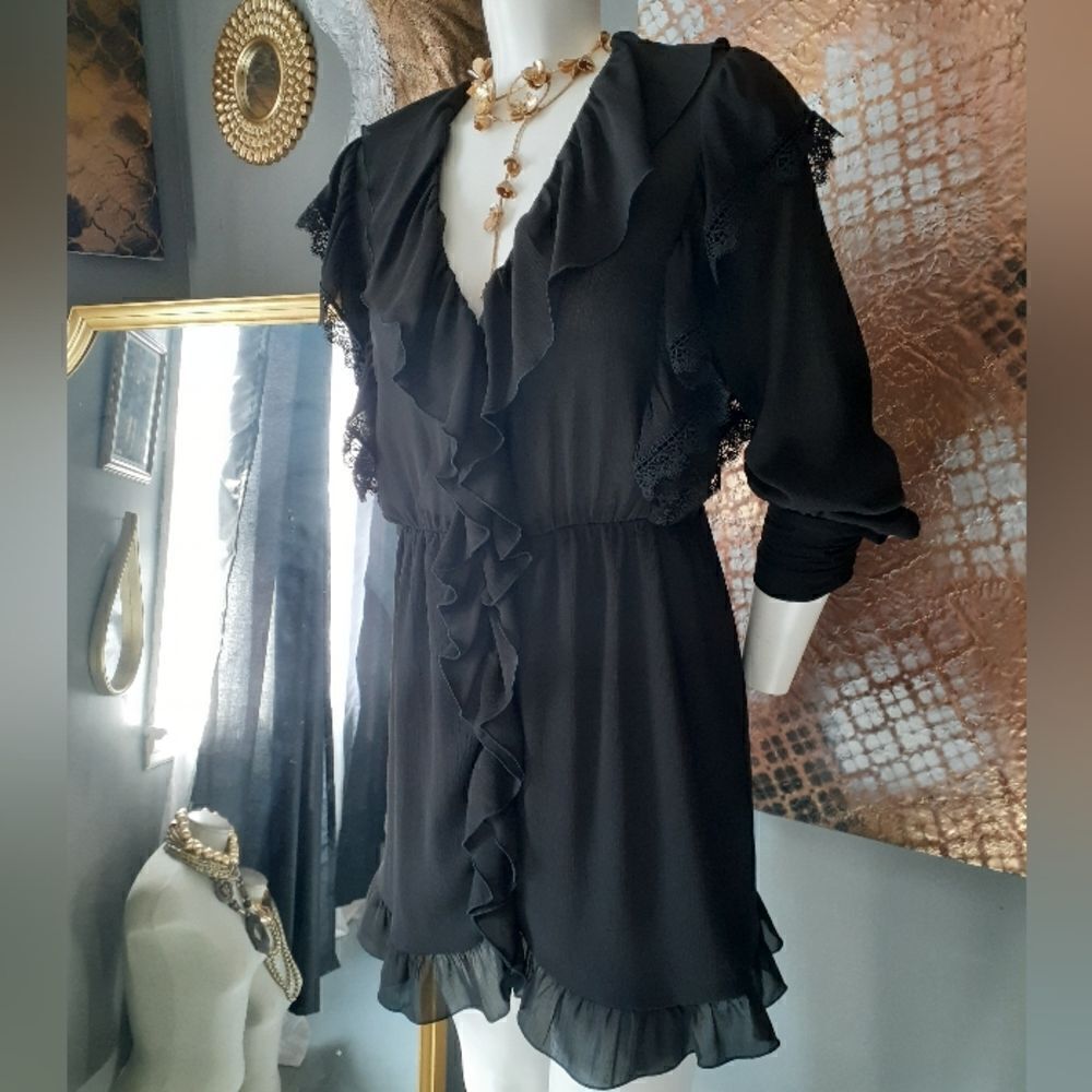 NWT Zara Chiffon and Lace Ruffled Mini Dress